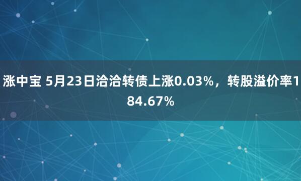 涨中宝 5月23日洽洽转债上涨0.03%，转股溢价率184.67%
